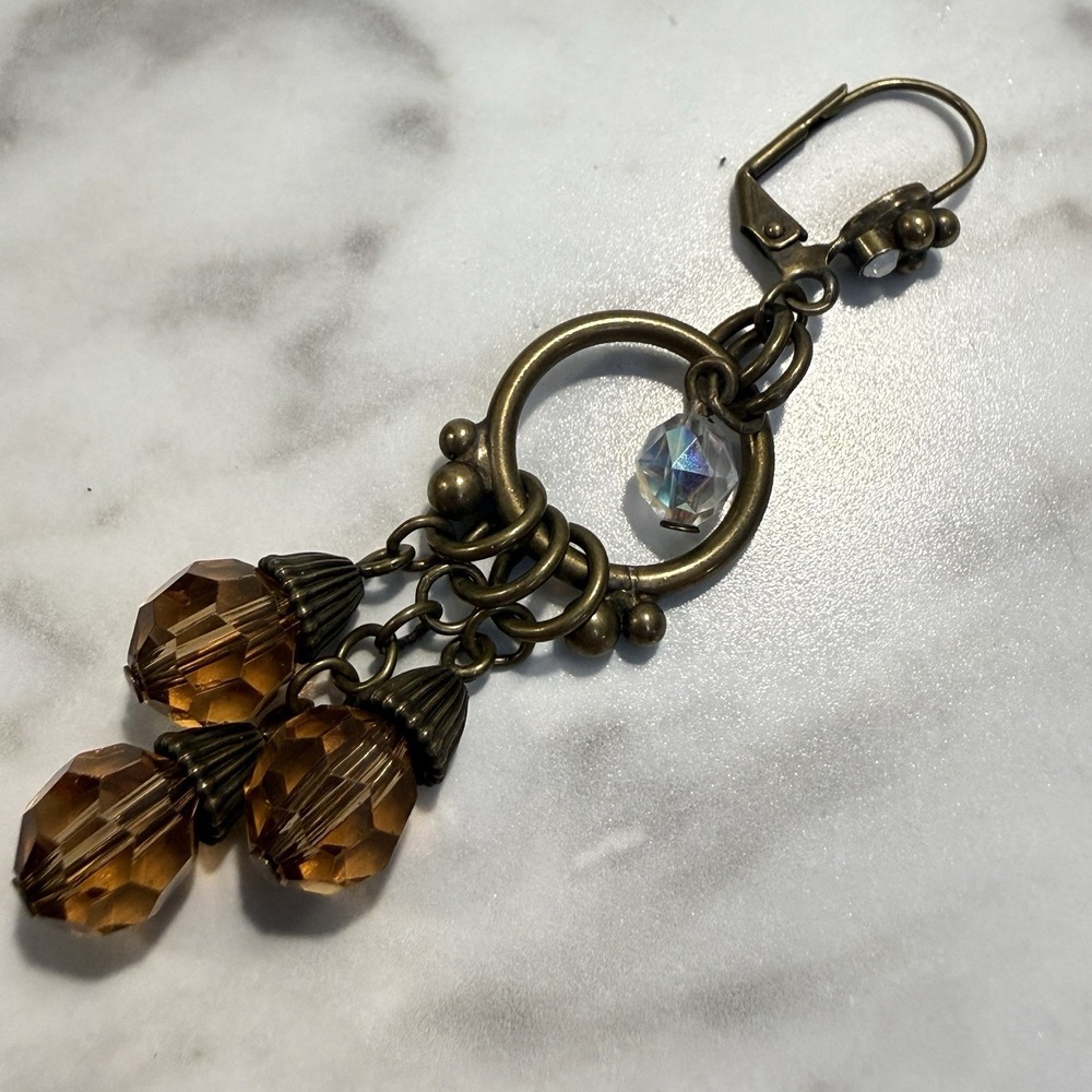SINGLE EARRING Sorrelli Swarovski Crystal Bronze Chandelier Dangle Earring